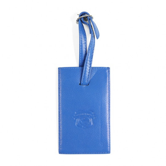 BLUE LEATHER LUGGAGE TAG