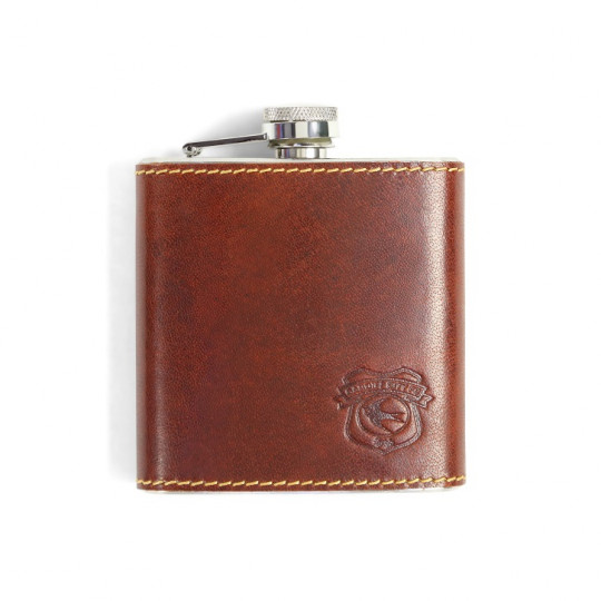 BROWN LEATHER HIP FLASK