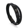 BLACK LEATHER WRAP CREST BRACELET