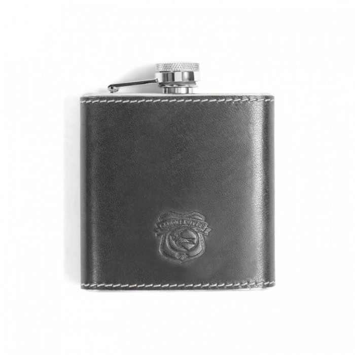 BLACK LEATHER HIP FLASK