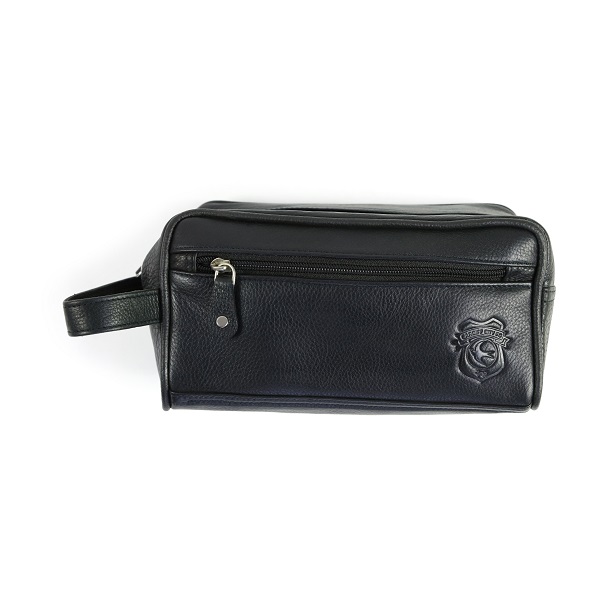 BLACK LEATHER WASH BAG