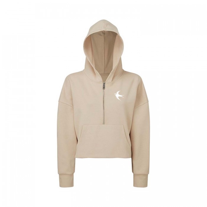 Womens Beige Crop Hoodie
